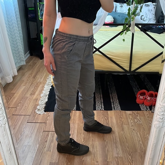 Grey Moto Style Cuffed Ankle Pants - Picture 3 of 8